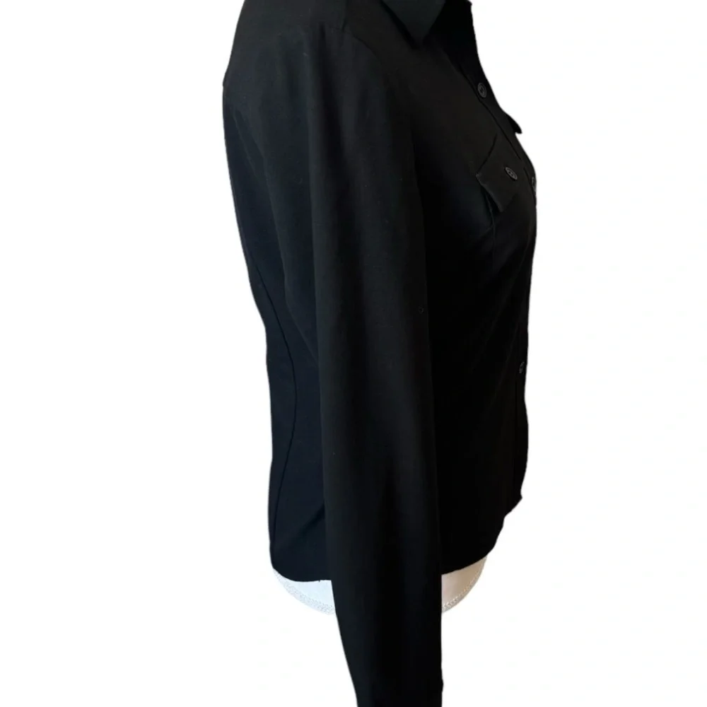 ANN TAYLOR BLACK BUTTON FRONT TOP w/STRETCH SIZE: 2 #4 - Picture 5 of 8